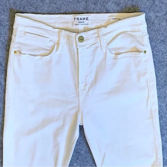 FRAME DENIM LE HIGH STRAIGHT Laced Ankle Jeans in Blanc Size 29 - Picture 5 of 10